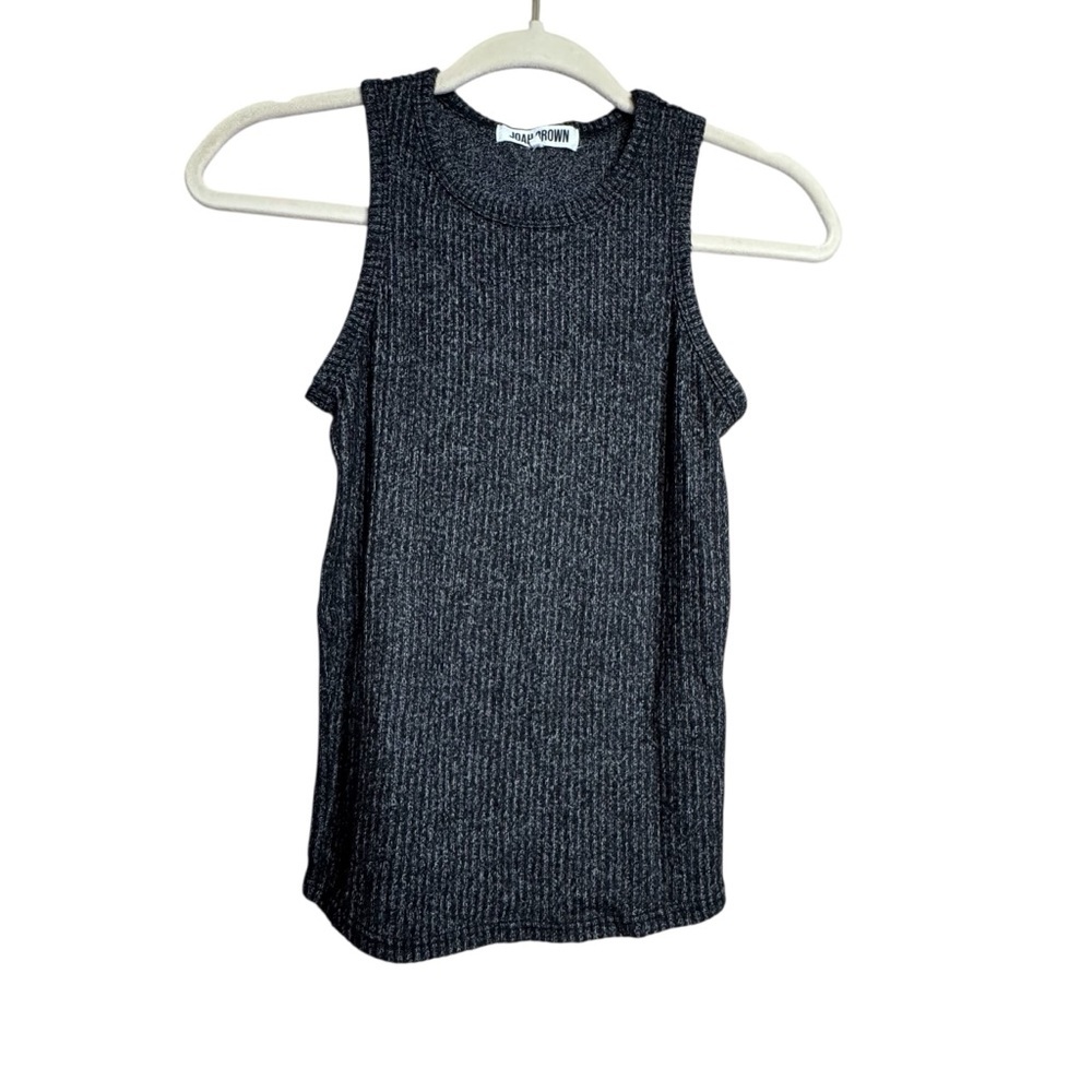 Joah Brown Tank Top Ribbed Size S/M Cropped Basic Minimalist Made USA Gray A8